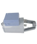 Workhorse Grade Electro Hydraulic Actuator For Valve Automation With 40 Mm Stroke And 2800 Nm Torque Spring Return Design IP54 in gray design.