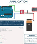 Circuit diagram showing Five-Piece Four-Channel Optocoupler Isolation Module With TLP281 ICs for Arduino connection with 9V battery and components.