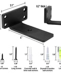 Dimensions and components of Heavy Duty Floating Shelf Brackets 4 Inch L Shaped Iron Wall Shelves Supports 150 Lbs Capacity Hidden Countersunk Design Rustic Industrial Black Finish 4 Pack