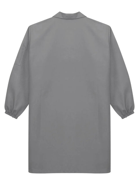 Back view of Premium Unisex Workwear Lab Coat Featuring Hella Tough Cotton Polyester Build For V Neck Button Front Closure And Ample Storage Pockets.