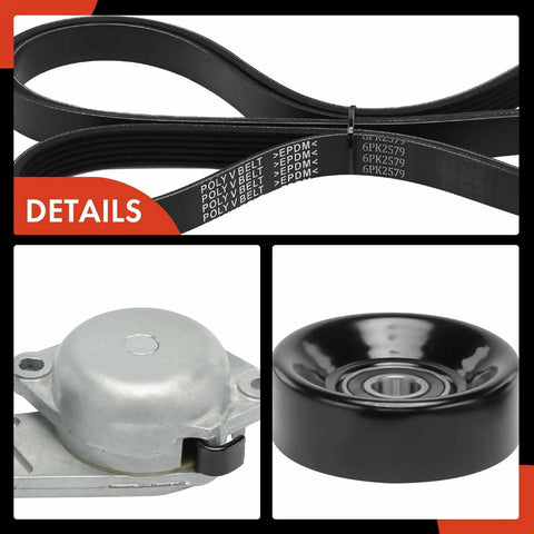 Engine Serpentine Belt Kit With Tensioner And Idler Pulley For Ford F150 2004 Expedition 2005 2006 Mustang 2005 2006 Lincoln