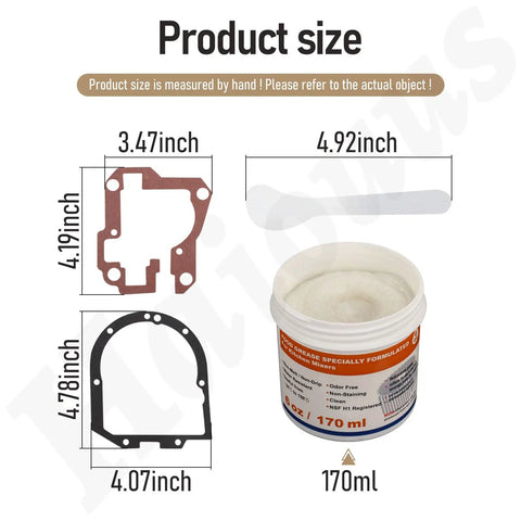 6 Oz Food Grade Grease For Kitchen Stand Mixers Pro Grade Lubricant For Regular Maintenance And Gear Wear Reduction, Compatible With Gasket Seals And Common Mixer Parts, One Can. 170ml can with two gaskets