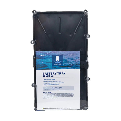 Compact Narrow Battery Tray Holder For Boats And RVs With Space Saving Design For Group 29 And 31 Batteries, NMMA Certified
