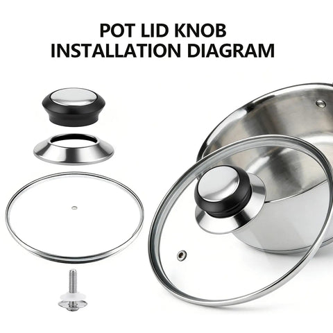 Installation diagram of 4 Pack Pot Lid Knobs Replacement Universal Stainless Steel Pan Lid Handle Covers For Glass Lids