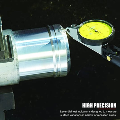 Lever Type Dial Test Indicator Set With Magnetic Base Pro Grade, 32mm Dial, Rotating Bezel, 200mm Flexible Arm, 0 to 0.8mm Range, 0.01mm Resolution, Shockproof Precision for Runout, Parallelism and Concentricity on machined shaft