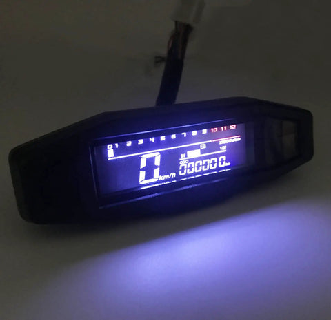 Universal Ride Ready Motorcycle Digital Speedometer With 6 Gear RPM Gauge And LCD VA Screen 12000 RPM Odometer glowing display