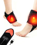 Cordless Red Light Therapy Ankle Massager Wrap With 660nm Red And 850nm Infrared Lights, Vibration And Heat in use on ankles