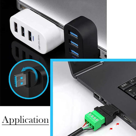 4 Pack USB 2.0 Type A Male Female To 4 Pin Screw Terminal Block Connector Adapters, Portable Pluggable Type Converter