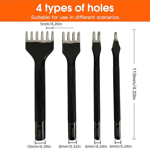 Mirror Polished Steel 5mm Diamond Pattern Leather Craft Chisel Set With 1 2 4 6 Claw Tips High Carbon Steel Rust Resistant Smooth Inner