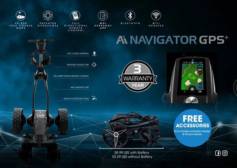Remote Control Electric Golf Cart With All Terrain Drive And 36 Hole Lithium Battery, GPS display, and hands free remote