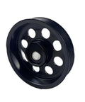 Top Tier Serpentine Drive Belt Idler Pulley 23770AA060 for Subaru Outback and XV engines, black with holes for tension management.