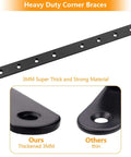 Heavy Duty Black Mending Plates 10 Inch Straight Steel Braces showing 3mm thick black corner brace with pre-drilled holes for easy installation.