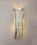 Modern Minimalist Wall Sconce Lighting Fixtures For Bedroom And Hallway Sleek Stainless Steel Build With Cozy Glow Next Level Space Maker For Living Rooms And Hotels 25 To 80 Cm Fits mounted on a flat wall, showcasing its sleek design.