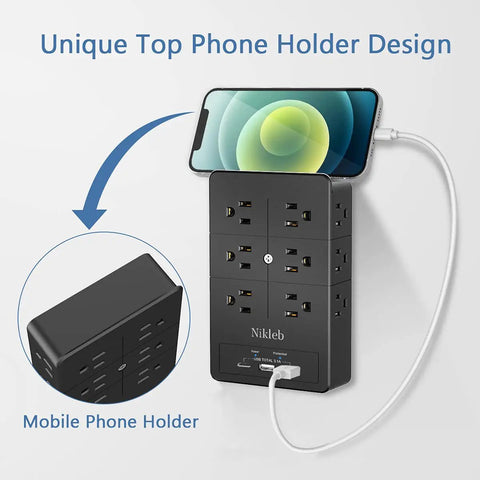 Heavy Duty Surge Protector Power Strip With 12 Outlets And Wall Mount USB A And USB C Ports Delivering 3.1A Total Keeps All Your Gear Juiced