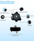 Tribrach With Optical Plummet And Fixed Adapter Leveling Base Five Eighths Inch Eleven Thread Mount details, 60mm diameter