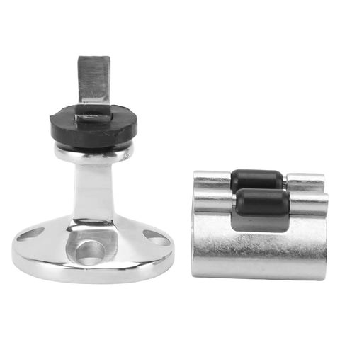Heavy Duty 316 Stainless Steel Marine Door Stopper With Spring Roller Latch for Boat, Yacht, RV, Motorhome, side view.