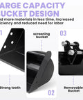 Close-up of 20 Inch No Teeth Flat Backhoe Bucket For Mini Excavator With 2 Pins, sections showing strong tooth, screening bucket, removable bucket