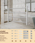 Brushed Nickel Wall Mounted Towel Warmer Rack Electric Stainless Steel Four Curved Bars For Bathroom Plug In 40W ETW29