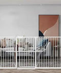 Extra Wide Baby Gate Fits 71.6 To 76.3 Inches With Auto Close for Stairs Banister and Doorways Safe Gate for Kids and Pets in living room