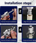 Installation steps for All In One Drill Driven Pipe Threader And Wrench For PVC And Water Pipes Universal Half Inch Three Quarters Inch And One Inch Pipe Opener With Internal And External Threading