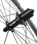 Close view of Shimano 8/9/10/11 speed hub on 25mm U-Shape Carbon Road Wheelset 700c Clincher with 60/88mm Depth Toray T700 Fiber