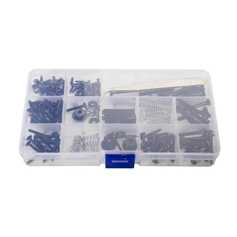 Heavy Duty 254 Piece Guitar Screw Kit With All Stainless Steel Fasteners For Strat Tele And Gibson, organized screw storage box.