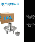 Front Wheel Bearing And Hub Kit For 2013 To 2019 Ford Escape And 2015 To 2019 Lincoln MKC Including One Front Wheel Bearing And One Front Wheel Hub For A Reliable Ride And Easy No Hassle Install, kit and parts shown