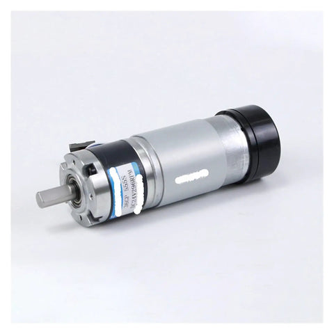 Beefy 36mm DC Gear Motor With Planetary Gearbox And Encoder 12V 24V Dual Voltage Speed Adjustable CW CCW For Robotics. 6mm shaft view.