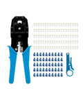 Professional Grade Cat5 Network Cabling Repair Tools And Battery Tester Kit 5 Piece Blue Box Set with crimp tool and connectors