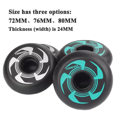 90A Inline Skate Wheels Replacement Set In 72mm 76mm And 80mm With Bearings For Roller Blades And Roller Hockey Four Pack