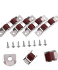Heavy Duty Stainless Steel Double Roller Track Pulleys And Silent Glide Sash Wheels For Sliding Doors Barn Closets showing pulleys with screws.
