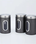 3Piece Stainless Steel Coffee Canisters With Wide Mouth Design Keep Your Grind Fresh No Cap Perfect For Nuts Pasta And Tea Kitchen Storage Setup Game Changer