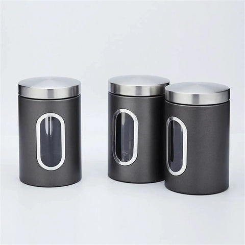 3Piece Stainless Steel Coffee Canisters With Wide Mouth Design Keep Your Grind Fresh No Cap Perfect For Nuts Pasta And Tea Kitchen Storage Setup Game Changer