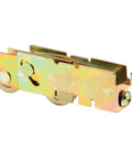 Heavy Duty Sliding Patio Door Roller Assembly Featuring Concave Tandem Wheels And F Tab Design For Straight Up Reliable Gliding Replacement Hardware Parts Single Pack, showing two metal rollers.