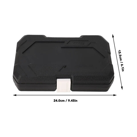 Closed durable storage case for One Quarter Inch Socket Wrench Set With Premium Steel Ratchet Beefy High Torque Performance Mechanic Grade Tool Kit.