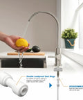 Slick Brushed Nickel Reverse Osmosis Drinking Faucet For Kitchen Or Bar Sink with lemon and flowing water