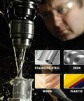 Front view of an 8-piece HSS end mill bit set for CNC; 1/16–1/2 in bits for wood and metals.
