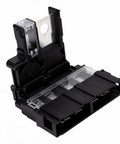 Heavy Duty Positive Battery Fuse Terminal Replacement For Nissan Altima Murano And Versa 2002-2015, black metal body with clear cover.