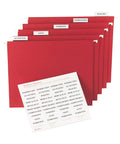 Slick Insertable Index Tabs, 2 Inch White File Folder Labels Compatible With Laser And Inkjet Printers, Bulk 600 Count sheets with red folders.