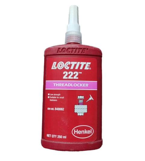 Low Strength Thread Locker For All Metal 250ml bottle shown with applicator nozzle and red packaging highlighting key features.