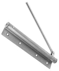 Automatic Stainless Steel Door Closer for Home and Office with durable silver finish and self-closing arm, top view angle.