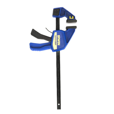 One-Handed Quick-Change Bar Clamp For Medium-Duty Projects, 12 Inch, 300 Lbs Clamping Pressure with blue handle