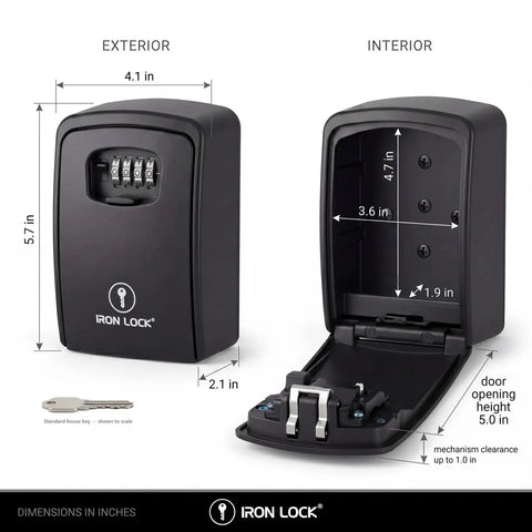 XXL Wall Mount Key Lock Box Outdoor Key Safe Waterproof Heavy Duty Metal Body with 4 Digit Combination open interior view