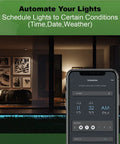 App interface scheduling 24 Foot Smart Plug In LED Strip Light With RGBW Color Changing Indoor Outdoor 1300 Lumens IP65 Weatherproof WiFi