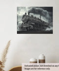 Dope High Contrast Black And White Steam Locomotive Wall Art Print Retro Train Photo Poster For Office Living Room And Study, 11x14 Unframed