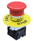 2NC 22mm Red Emergency Stop Push Button Switch Latching E Stop Red Mushroom Style With 40mm Button Diameter, 22mm Panel Mount