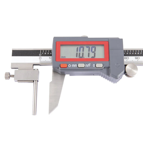 Digital Tube Thickness Caliper 0 to 6 Inches 0-150mm IP54 showing measurement on large LCD display with locking dial
