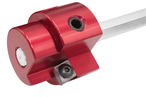 Close-up of Clean Ream Extreme PPR75 Aluminum Pipe Reamer, showing one quarter inch hex shaft and three quarter inch head.