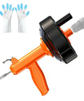 Heavy Duty Auto Feed Drain Snake With Drill Attachment, 25 Foot Flexible Steel Clog Crusher With Work Gloves