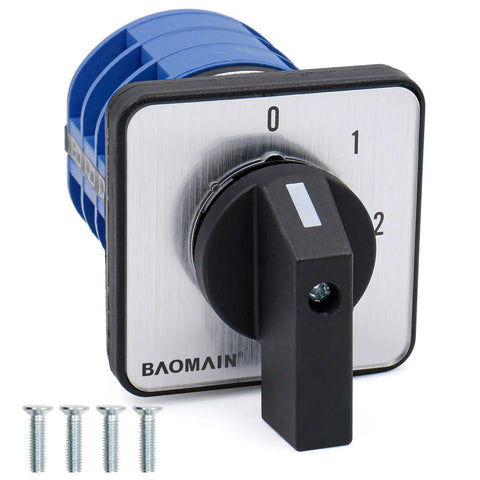 Heavy Duty 40A 660V 4-Position 3-Phase Rotary Cam Switch With 12 Terminals 0-1-2-3 Off-1-2-3 With Mounting Screws